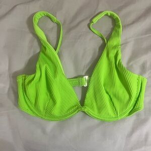 Hollister Neon Green Ribbed Underwire Bikini Top